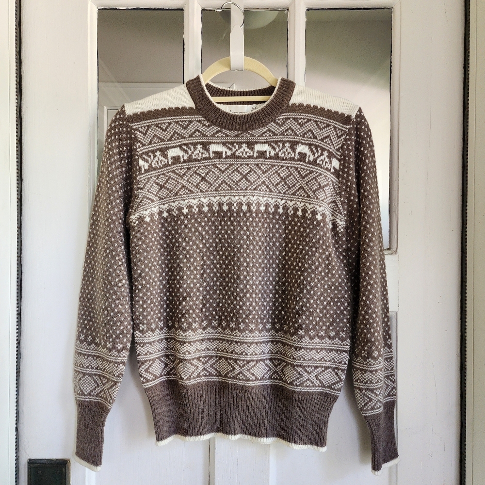 Jason Maxwell Patterned Mocha Crewneck Sweater
